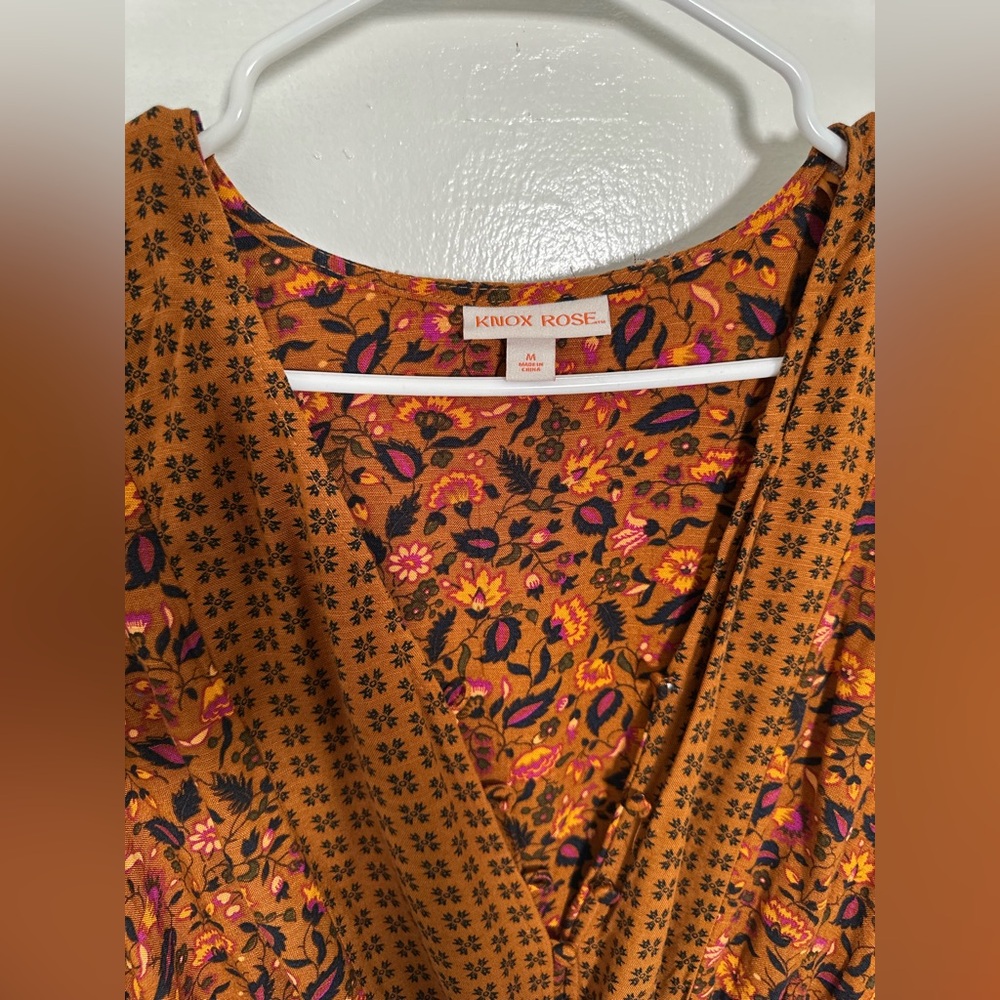 Long Sleeve Dress in Orange and Brown Perfect for Fall - Picture 5 of 9